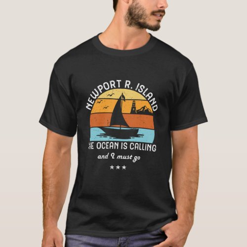 Vintage Retro Newport Rhode Island Sailing T_Shirt