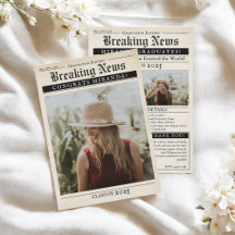 Vintage Retro Newspaper 3 Photos Graduation