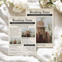 Vintage Retro Newspaper 3 Photos Graduation
