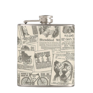 Vintage Retro Newspaper Gifts  Flask