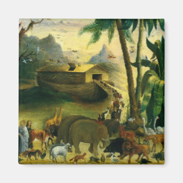 Vintage Retro Noah's Ark With Animal's Magnet (Front)