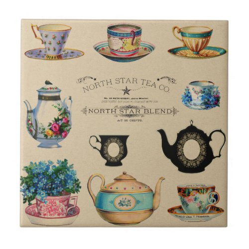 Vintage Retro North Star Tea Blend Company Advert Ceramic Tile