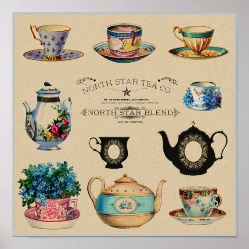 Vintage Retro North Star Tea Blend Company Advert Poster