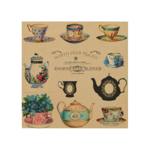 Vintage Retro North Star Tea Blend Company Advert Wood Wall Art