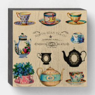 Vintage Retro North Star Tea Blend Company Advert Wooden Box Sign