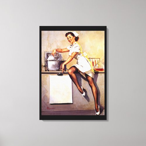 Vintage Retro Nurse Pin Up Girl Canvas Print