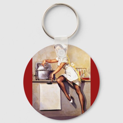 Vintage Retro Nurse Pin Up Girl Keychain