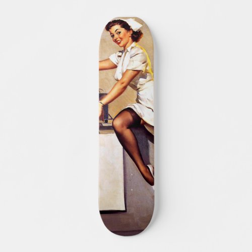 Vintage Retro Nurse Pin Up Girl Skateboard Deck