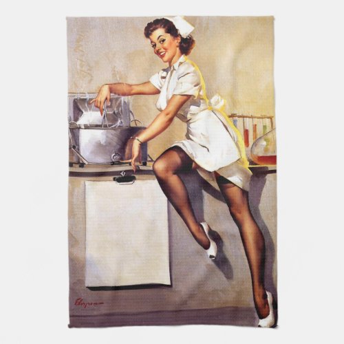 Vintage Retro Nurse Pin Up Girl Towel