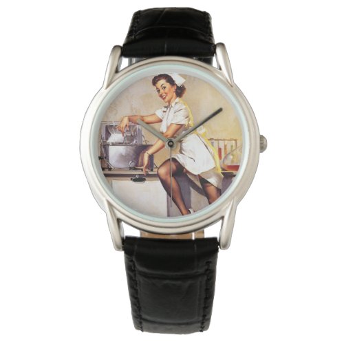 Vintage Retro Nurse Pin Up Girl Watch