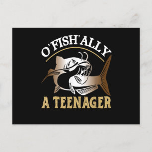 Vintage Retro O'Fishally A Teen Postcard