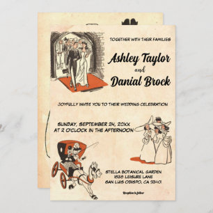 Vintage Retro Old 50s Comic Book Classic Wedding Invitation
