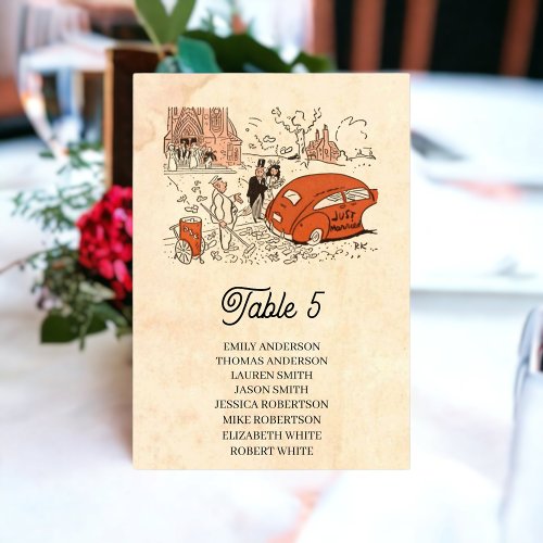Vintage Retro Old 50s Comic Book Rustic Wedding Table Number