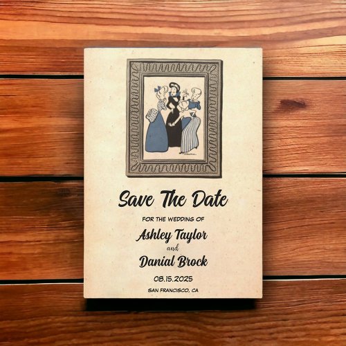 Vintage Retro Old 50s Rustic Wedding Save the Date Invitation