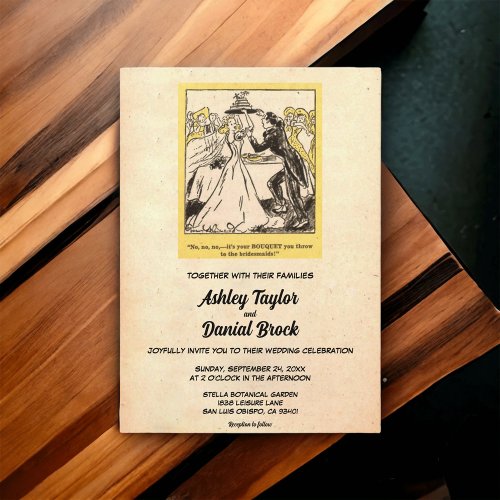 Vintage Retro Old Ancient 50s Bride Funny Wedding Invitation