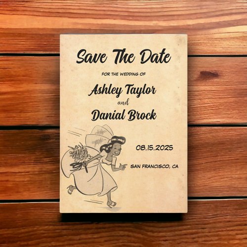 Vintage Retro Old Ancient Wedding Save the Date Invitation