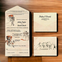 Vintage Retro Old Cartoon 50s Comic-Themed Wedding