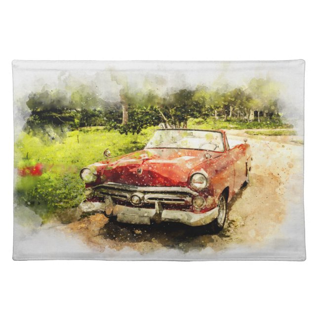 Vintage Retro Old Classic Car Automobile Cloth Placemat (Front)