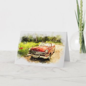 Vintage Retro Old Classic Car Automobile Greeting Card by RosellaDesigns at Zazzle