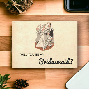 Vintage Retro Old Classic Couple Bridesmaid Card