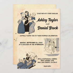 Vintage Retro Old Classic Stylish Rustic Wedding Invitation