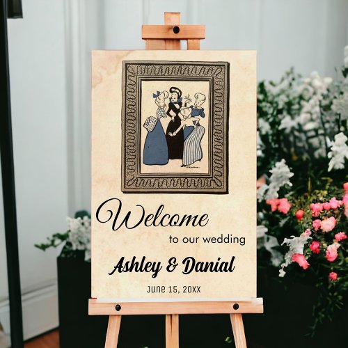 Vintage Retro Old Engagement Comic Rustic Wedding Foam Board