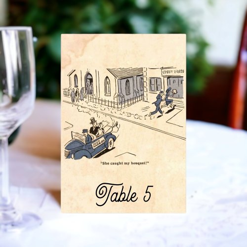 Vintage Retro Old Funny 50s Comic Rustic Wedding Table Number