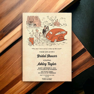 Vintage Retro Old Funny Couple Comic Bridal Shower Invitation