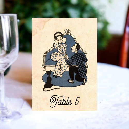 Vintage Retro Old Proposal 50s Comic Book Wedding Table Number