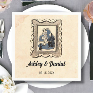 Vintage Retro Old Proposal Rustic Comic Wedding Napkins