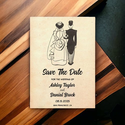 Vintage Retro Old Romantic Wedding Save the Date Invitation