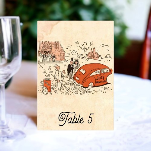 Vintage Retro Old Rustic Comic Book 50s Wedding Table Number