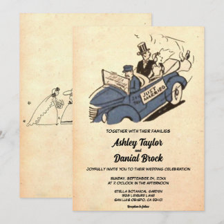 Vintage Retro Old Rustic Couple Ancient Wedding Invitation