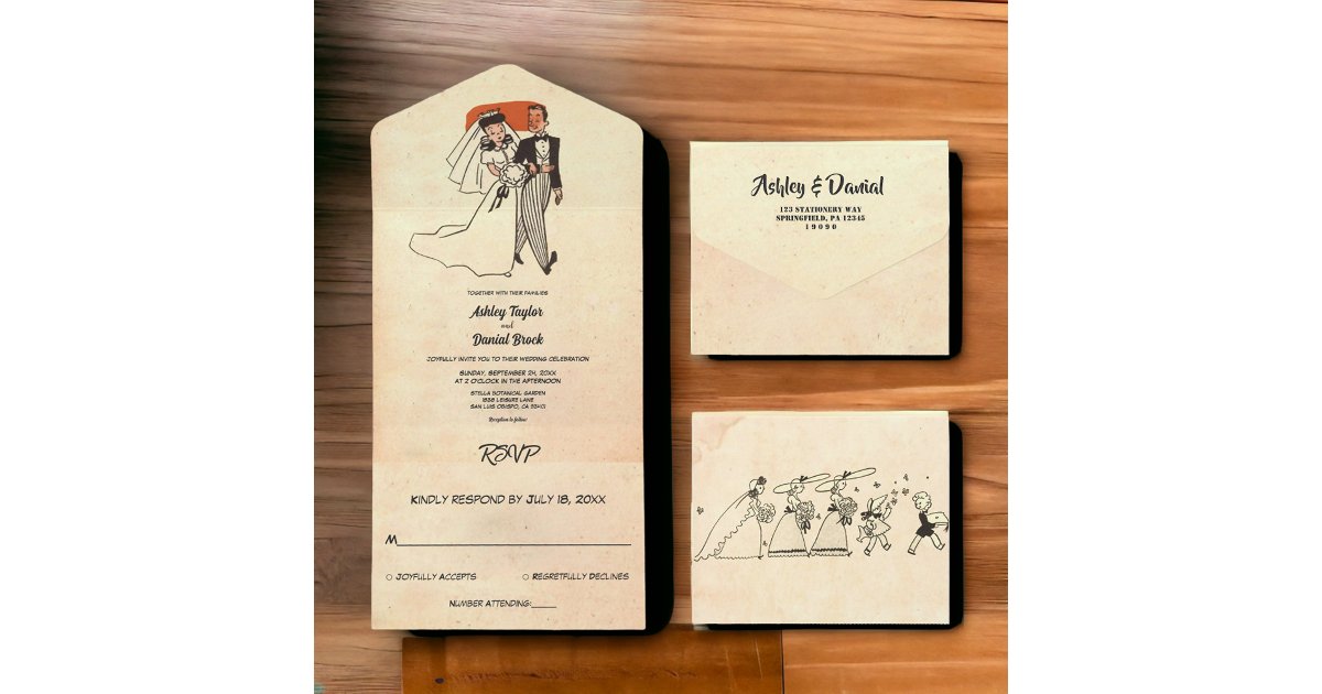 Vintage Retro Old Rustic Couple Comic Book Wedding All In One ...