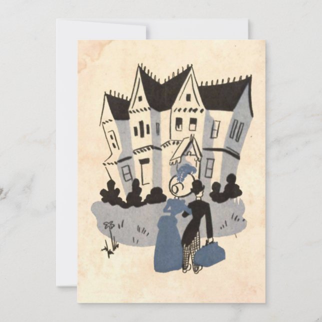 Vintage Retro Old Rustic Couple Romantic Wedding Invitation (Back)