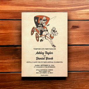 Vintage Retro Old Rustic Couple Stylish Wedding Invitation