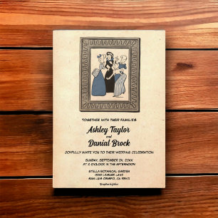 Vintage Retro Old Rustic Funny Comic Book Wedding Invitation