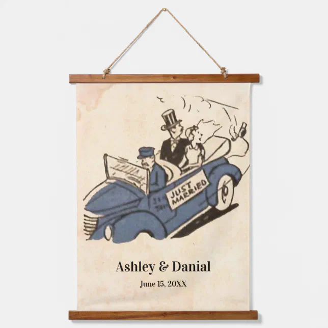 Vintage Retro Old Style 50s Comic Rustic Wedding Hanging Tapestry | Zazzle