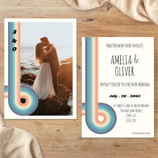Vintage Retro Old Style 70s Wedding Invitation