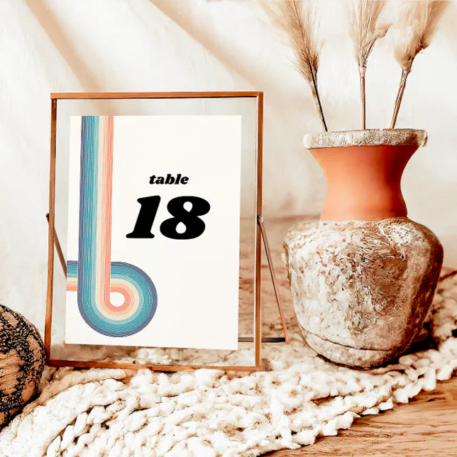 Vintage Retro Old Style 70s Wedding Table Number | Zazzle