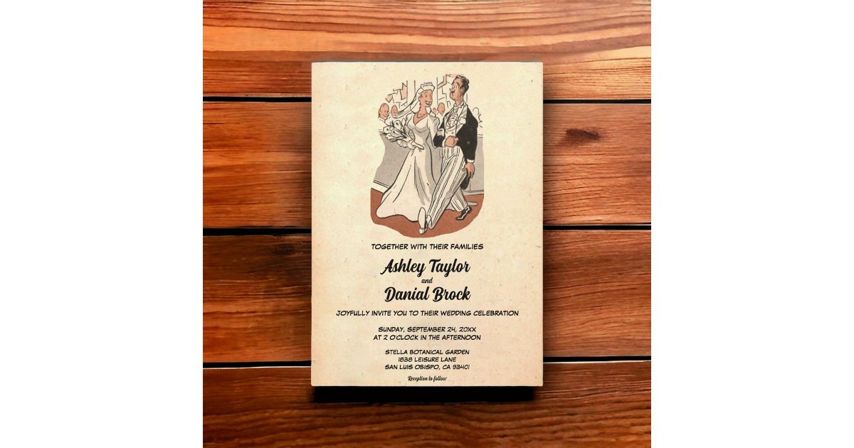 Vintage Retro Old Style Couple Comic Book Wedding Invitation | Zazzle
