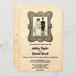 Vintage Retro Old Style Couple Comic Book Wedding Invitation
