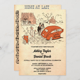 Vintage Retro Old Stylish Romantic Rustic Wedding Invitation