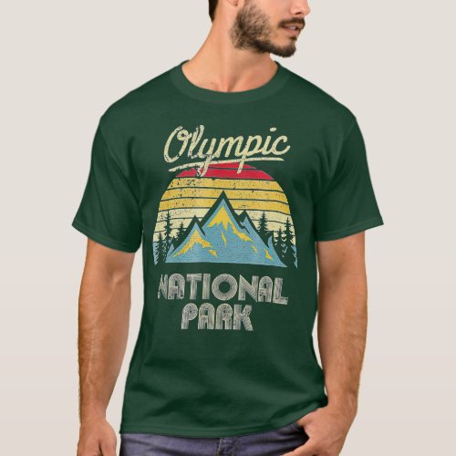 Vintage Retro Olympic National Park Mountain  T_Shirt