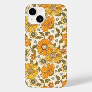 Vintage Retro Orange Floral Pattern Case-Mate iPhone 14 Case