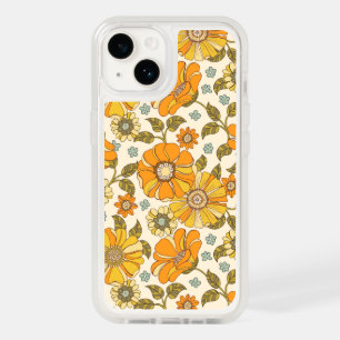 Vintage Retro Orange Floral Pattern OtterBox iPhone 14 Case
