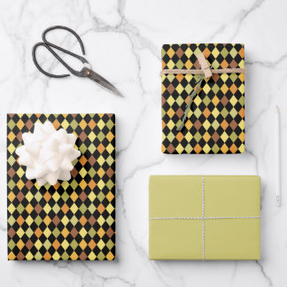 Vintage Retro Orange Gingham Plaid Pattern Wrapping Paper Sheets