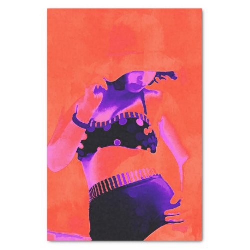 Vintage Retro Orange Purple Girl Polka Dot Bikini Tissue Paper