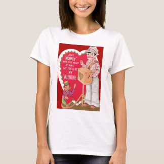 Vintage Retro Organ Grinder Valentine Card T-Shirt