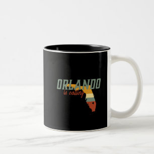Vintage Retro Orlando Florida USA City Map Two-Tone Coffee Mug